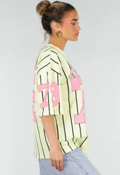 Gele Gestreepte Oversized T-shirt met Los Angeles Print