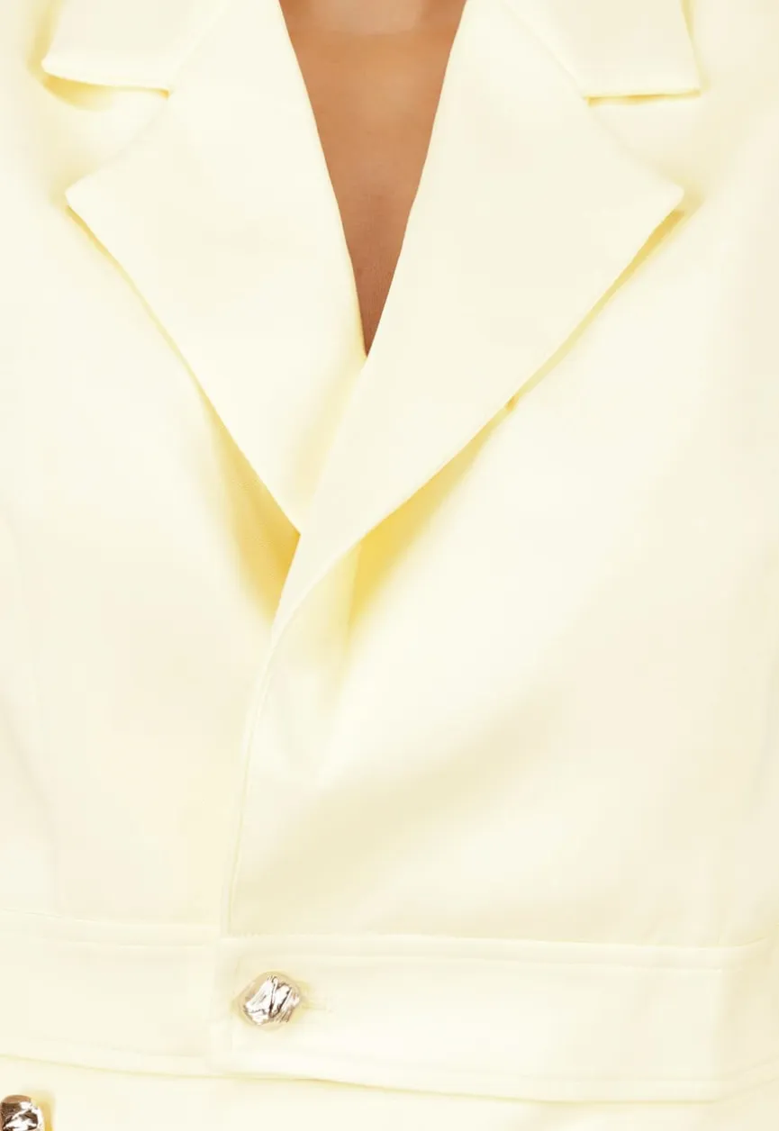 Gele Gilet Top met Reverskraag en Knoopsluiting