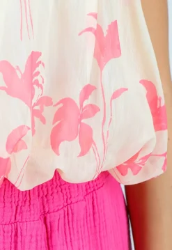 GeleHalter Top met Lichtroze Bloemenprint