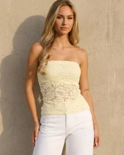 Gele Kanten Bandeau Top met Stretch