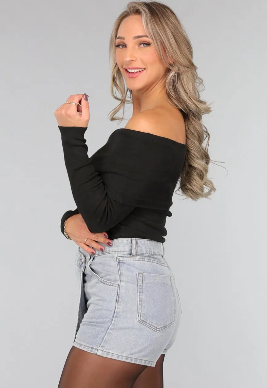 Geplooide Top met Blote Schouders