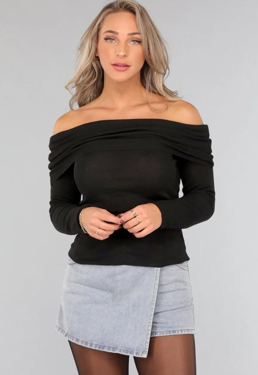 Geplooide Top met Blote Schouders