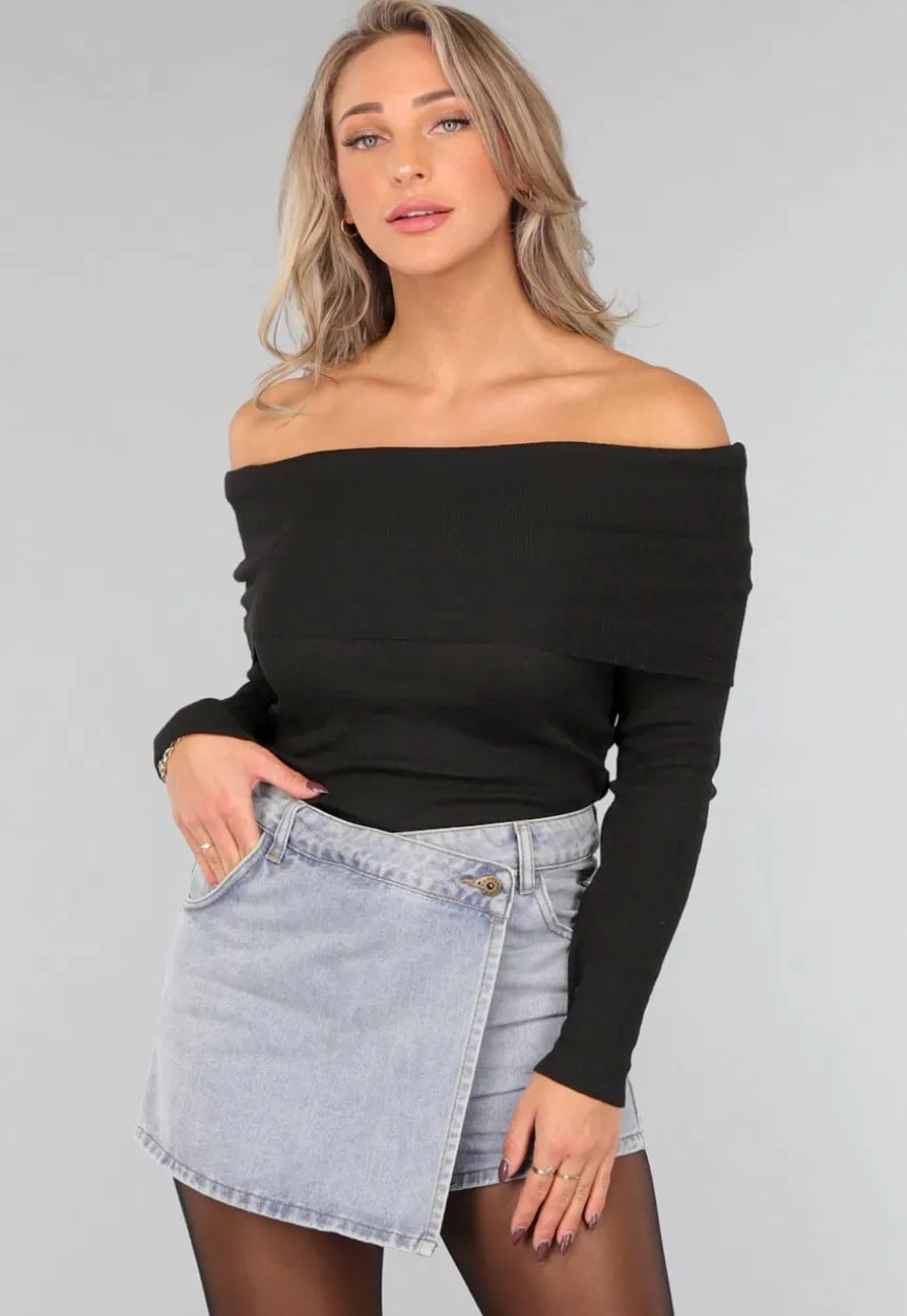 Geplooide Top met Blote Schouders