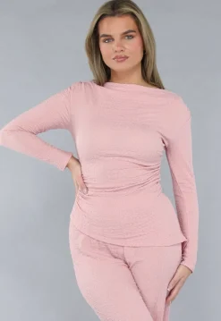 Gesmokte Stretch Two Piece in Roze