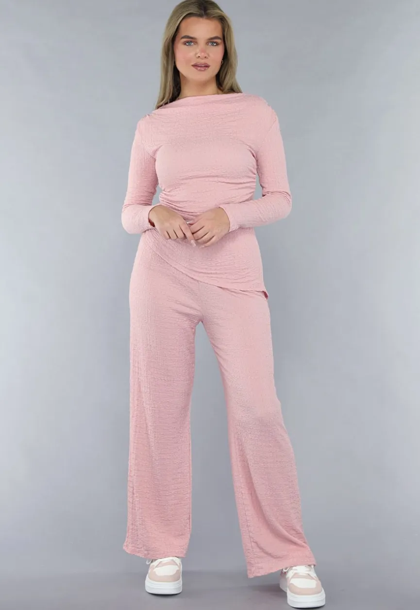 Gesmokte Stretch Two Piece in Roze