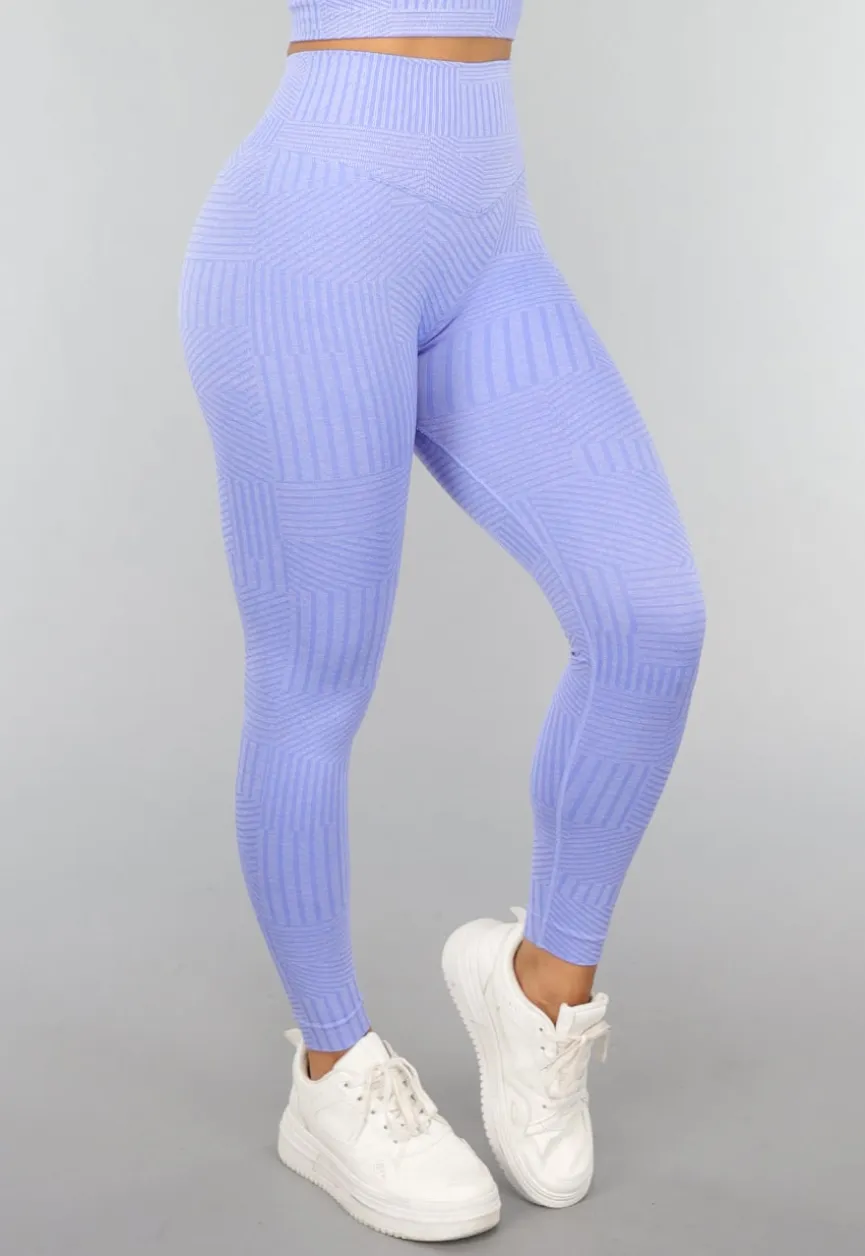 Gestreepte Print Yogabroek in Lavendel