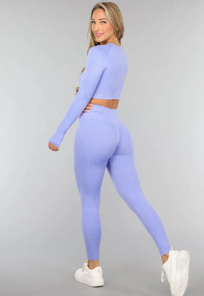 Gestreepte Print Yogabroek in Lavendel