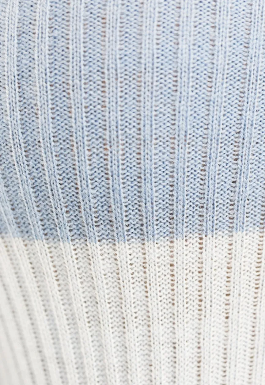 Gestreepte Ribstof Crop Top Blauw