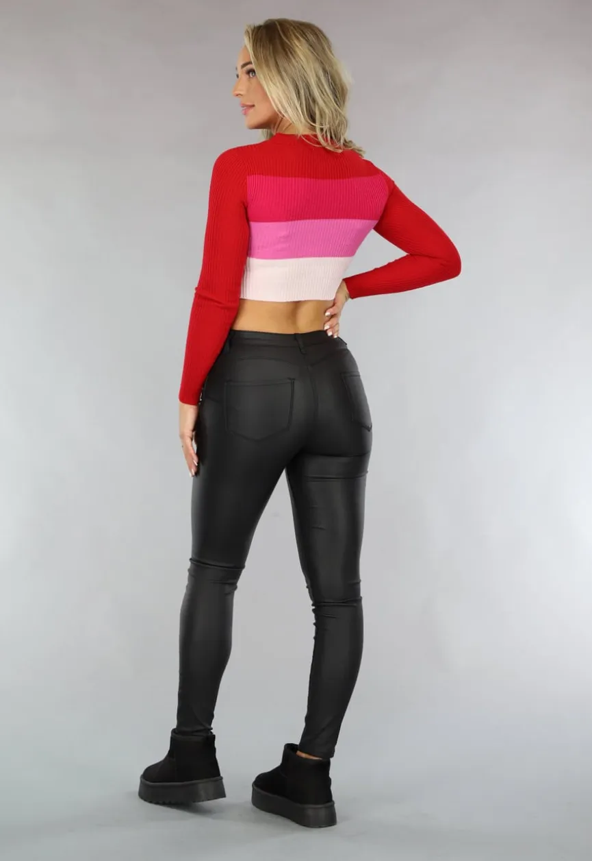 Gestreepte Roze Ribbed Crop Top