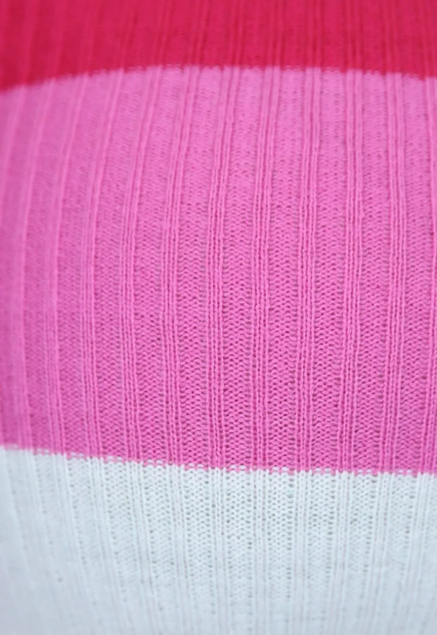 Gestreepte Roze Ribbed Crop Top