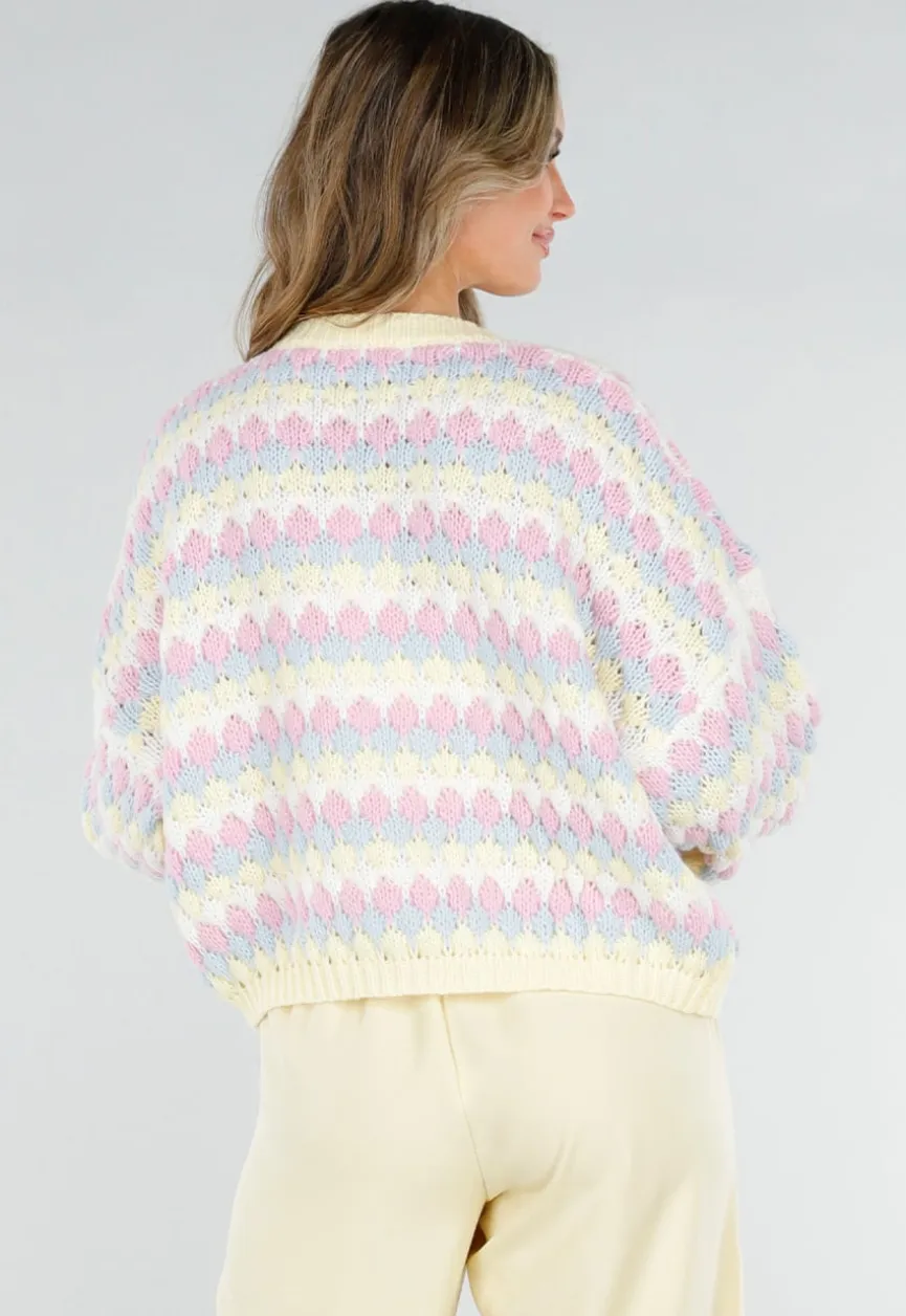 Gestreept Pastel Gebreid Vest