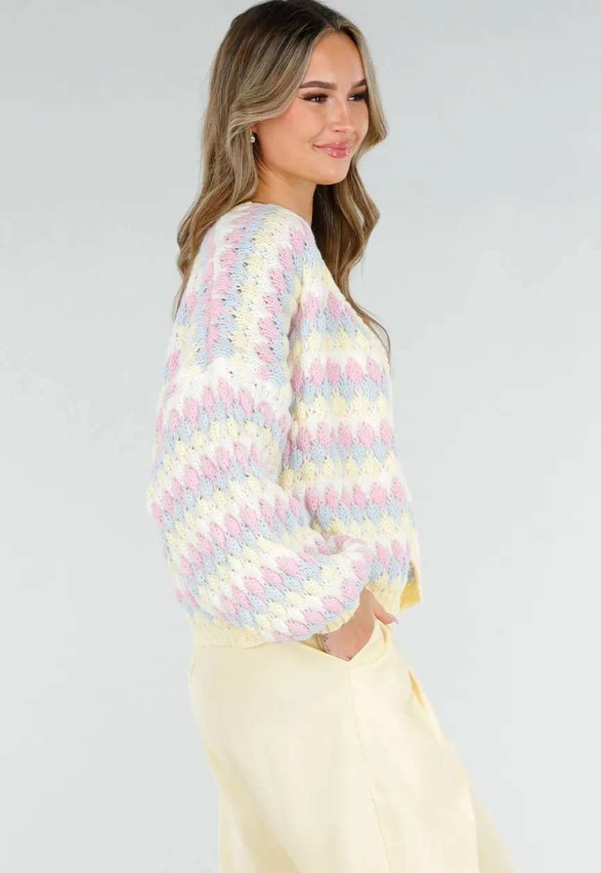 Gestreept Pastel Gebreid Vest