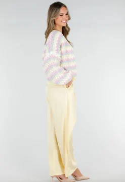 Gestreept Pastel Gebreid Vest
