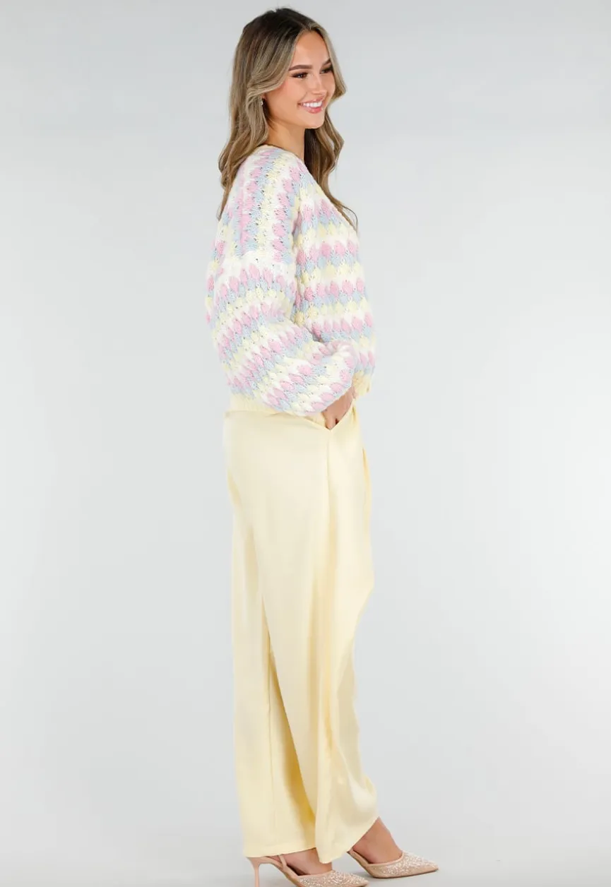 Gestreept Pastel Gebreid Vest