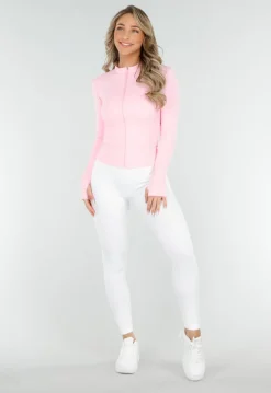 Getailleerd Lichtroze Sportvest met Stretch en Duimgaten