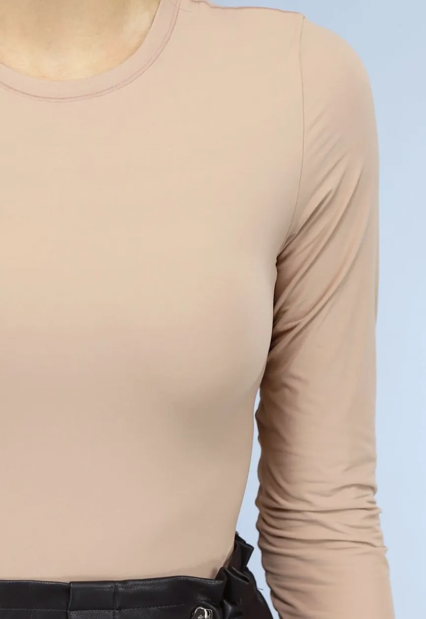 Gladde Longesleeve Nude Bodysuit