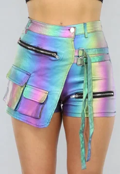 Glimmende Rainbow Overslag Cargo Skort