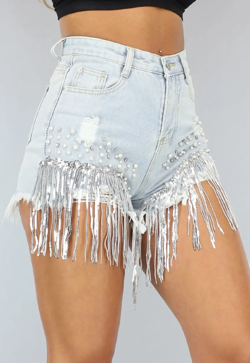 Glitter Fringe Spijkerbroekje