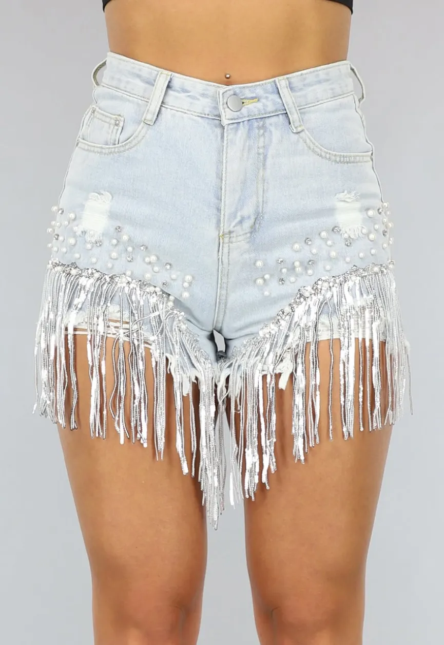 Glitter Fringe Spijkerbroekje