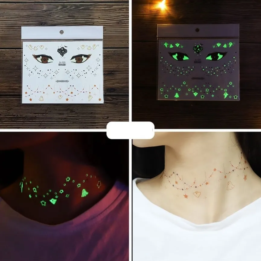 Glow In The Dark Tijdelijke Spooky Tattoo Set