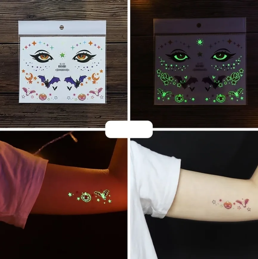 Glow In The Dark Tijdelijke Spooky Tattoo Set