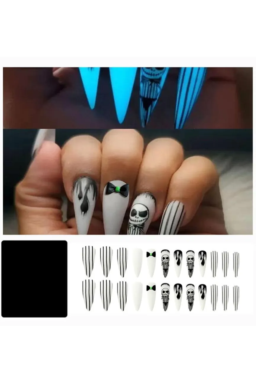 Glow In The Dark Tim Burton Halloween Plaknagels