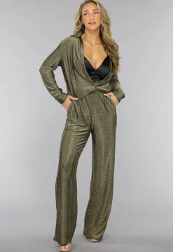 Gouden Blouse met Glitter Steentjes