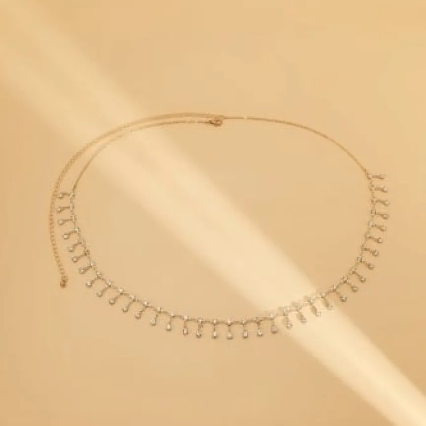 Gouden Bodychain met Strass Bedeltjes