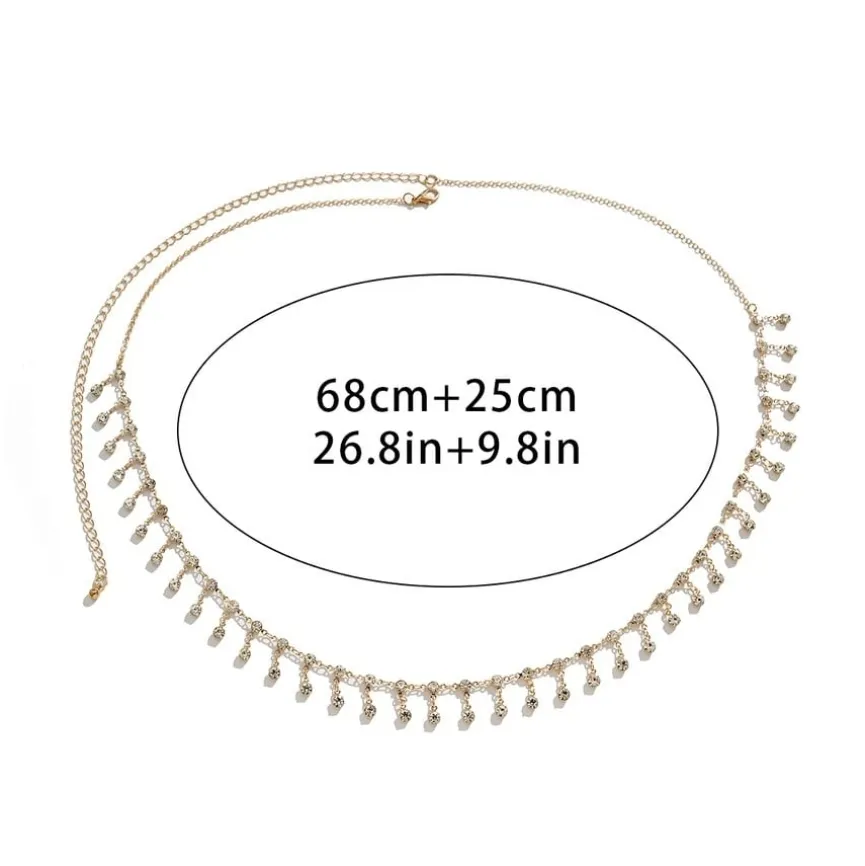 Gouden Bodychain met Strass Bedeltjes