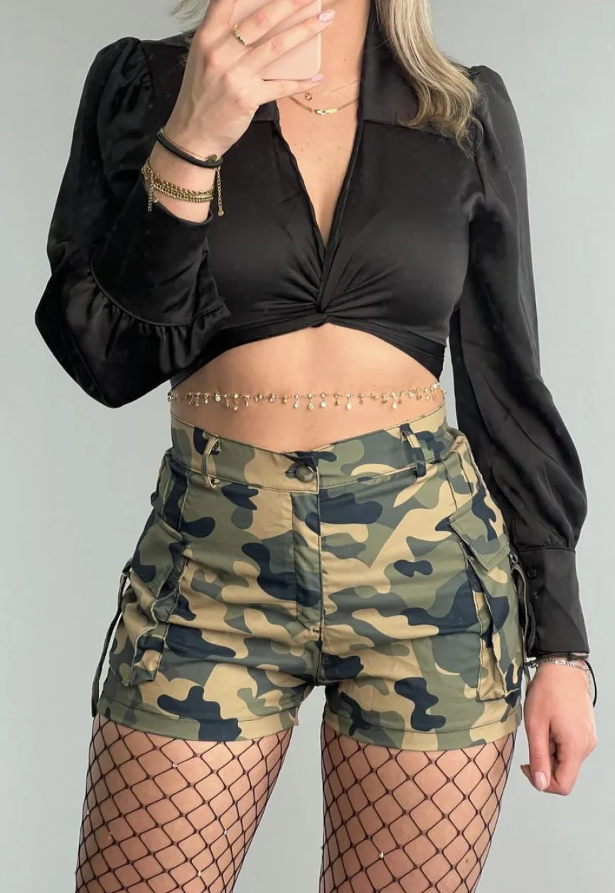 Gouden Bodychain met Strass Bedeltjes