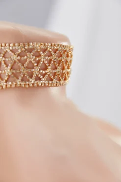 Gouden Choker met Strass Steentjes