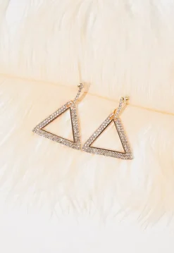 Gouden Driehoek Stainless Strass Oorbellen