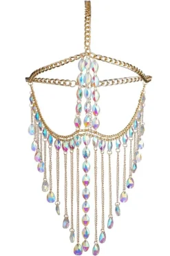 Gouden Gezichts Ketting met Holografische Diamanten