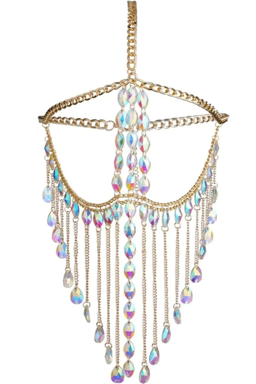 Gouden Gezichts Ketting met Holografische Diamanten