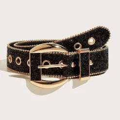 Gouden Glamour Riem met Zwarte Glitters