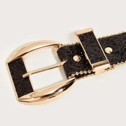 Gouden Glamour Riem met Zwarte Glitters