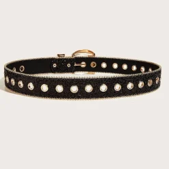 Gouden Glamour Riem met Zwarte Glitters