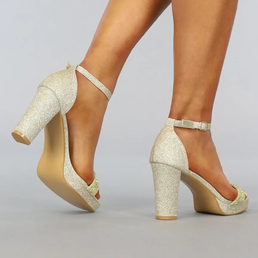 Gouden Glam Sandaletten met Strass