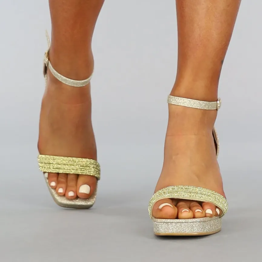 Gouden Glam Sandaletten met Strass
