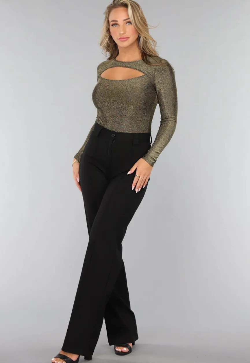 Gouden Glitter Body met Uitsnede