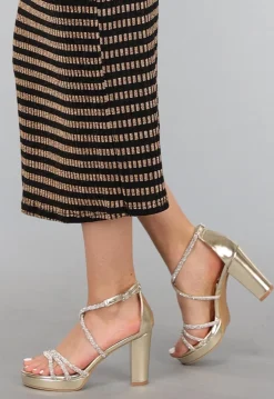 Gouden Glitter Peeptoe Sandaletten