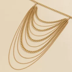 Gouden Grove Schouder Ketting met Laagjes