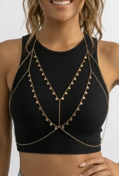 Gouden Halter Body Chain met Coin