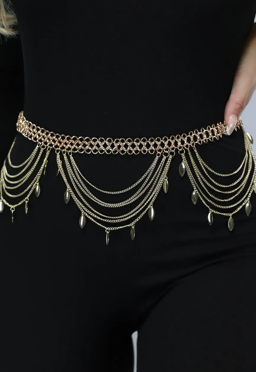 Gouden Layered Heupriem met Bedeltjes