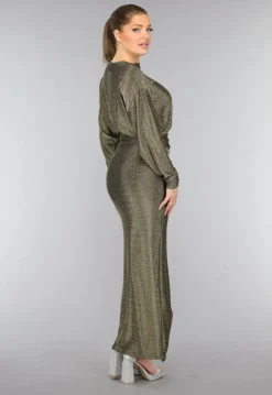Gouden Maxi Jurk met Strass Steentjes