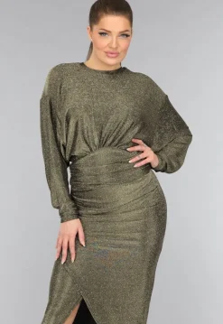 Gouden Maxi Jurk met Strass Steentjes
