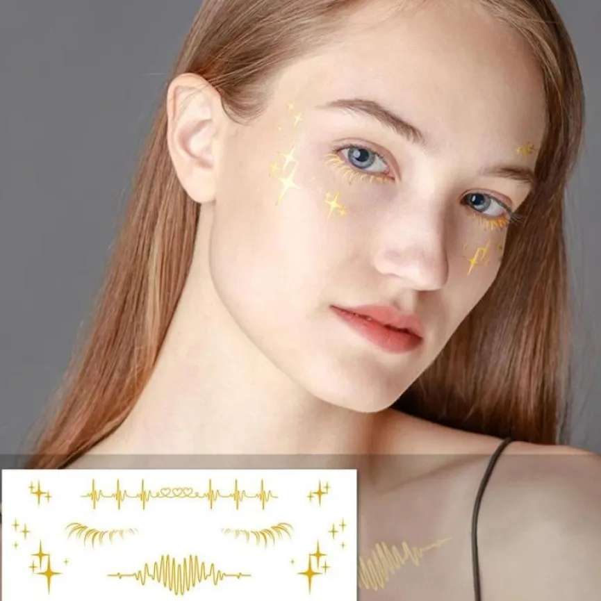 Gouden Metallic Gezicht Sticker met Hartslag