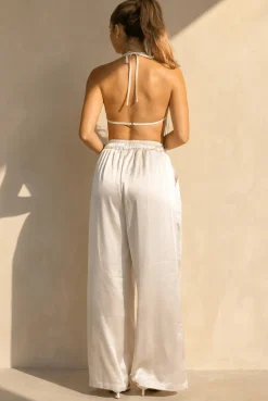 Gouden Pailletten Halter Top met Franjes en Open Rug