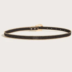 Gouden Parel Riem met Sierlijke Gesp en Zwarte Glitters
