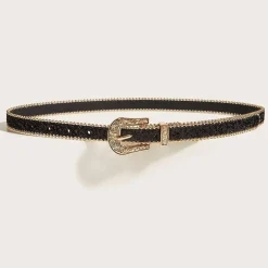 Gouden Parel Riem met Sierlijke Gesp en Zwarte Glitters
